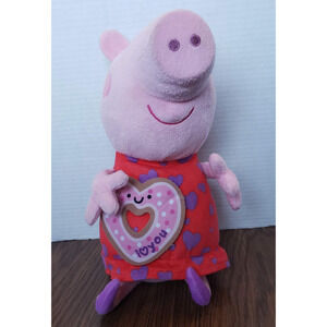 Valentine Peppa Pig with I Love You Heart Donut Plush